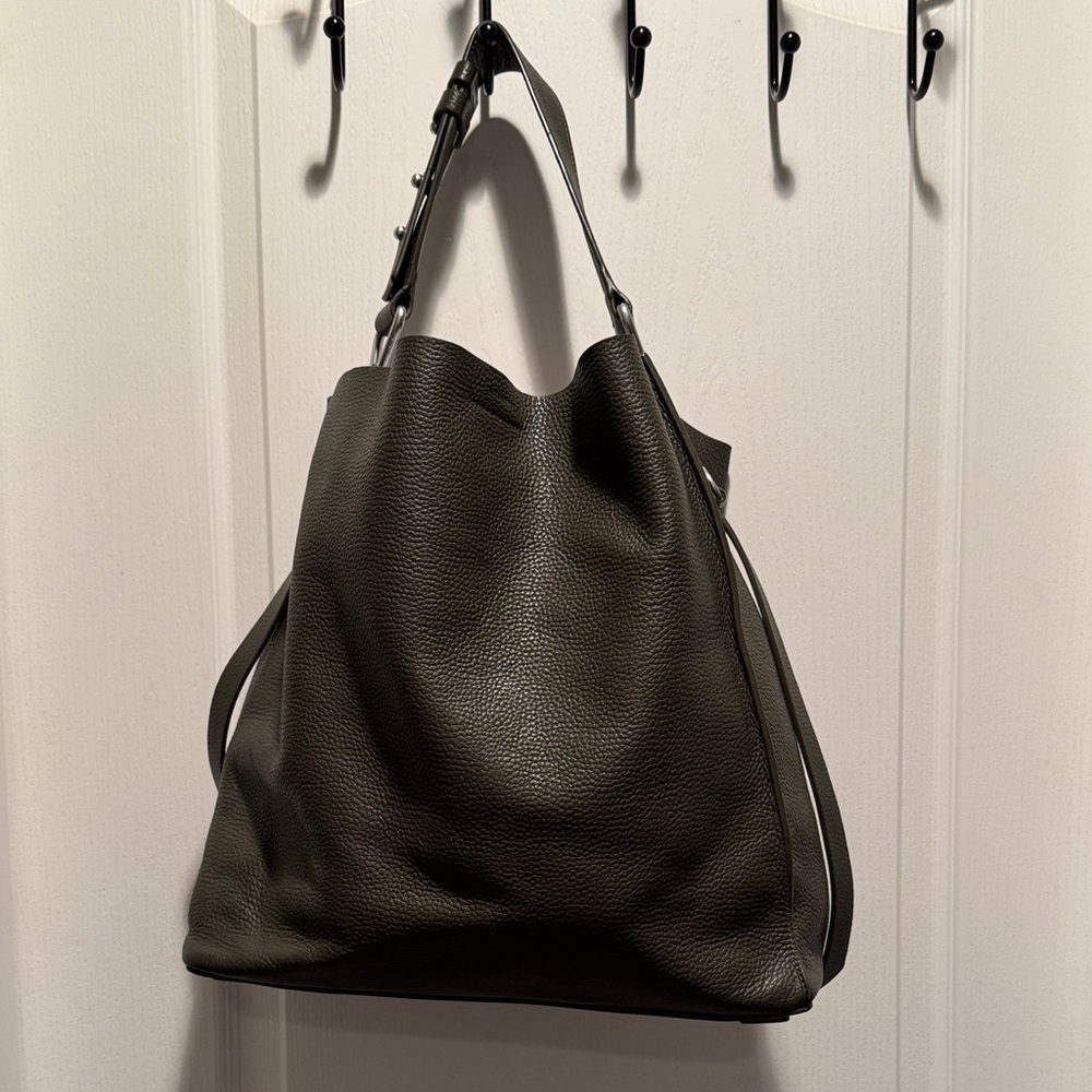 AllSaints Captain Leather Tote - Olive